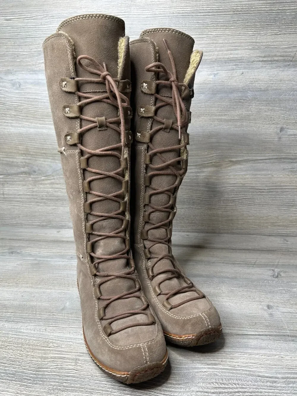Timberland Moorland Hollace Boots Womens 5.5 Tan Leather Lace Up Tall 69399
